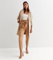 New Look Camel High Tie Waist Trousers